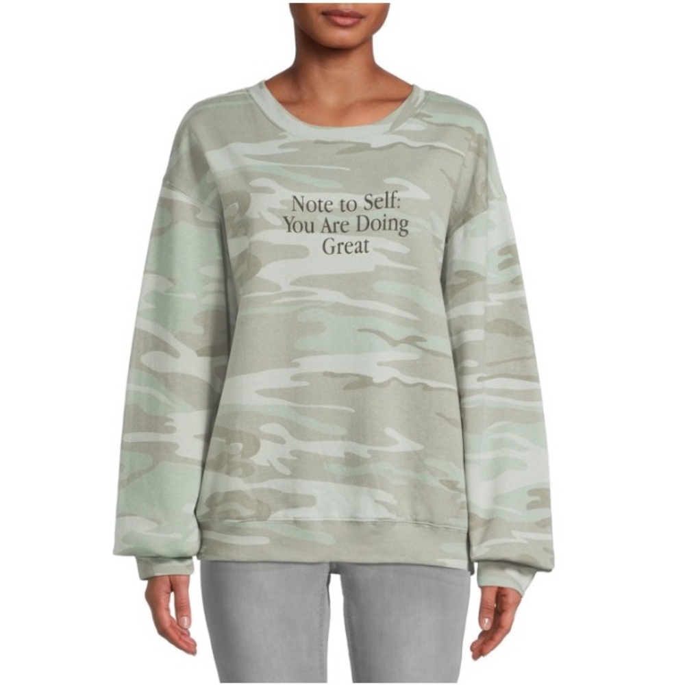 Note to Self Juniors Long Sleeve Graphic Sweatshirt S Green